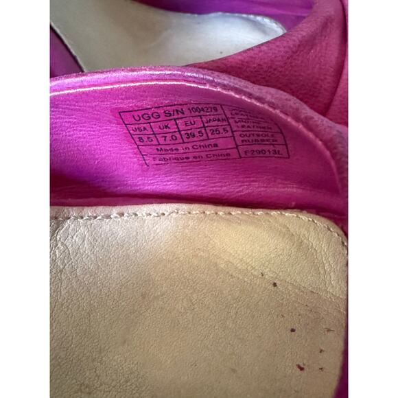 UGG Wedge Magenta Suede Nubuck Leather Espadrille Crossover Platforms Sz. 8.5 - Picture 7 of 10